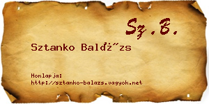 Sztanko Balázs névjegykártya
